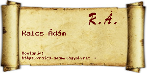 Raics Ádám névjegykártya